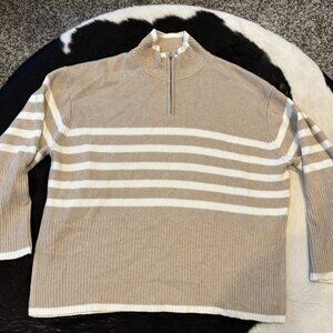Rails long sleeve tan and ivory striped sweater size large